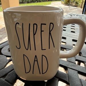 Rae Dunn Super Dad White w black letters 16 ounce Mug